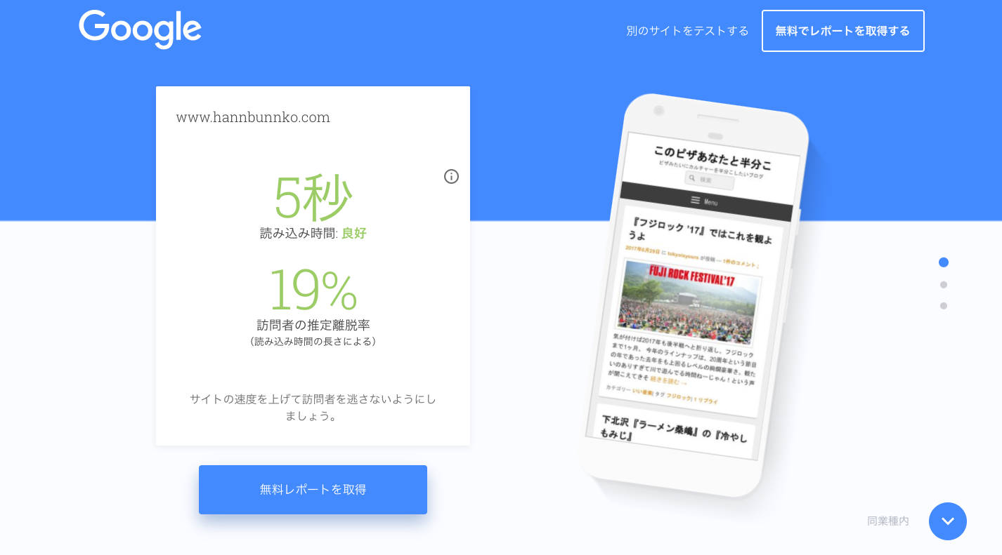 Googleの『Test My Site』でこのブログをテストしてみた